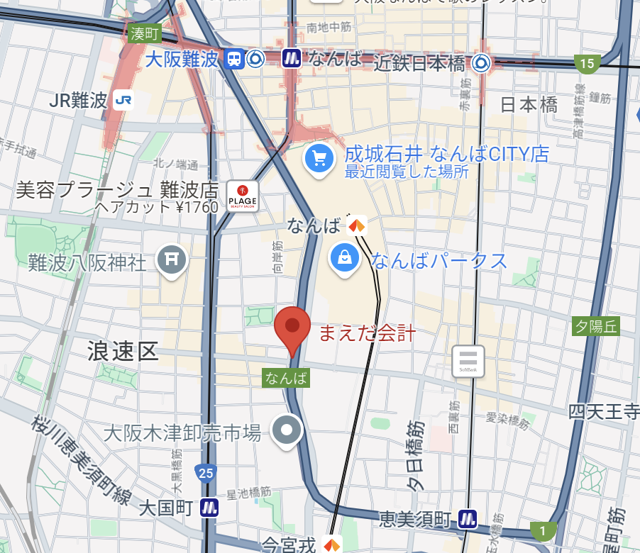 まえだ会計周辺地図(なんば)